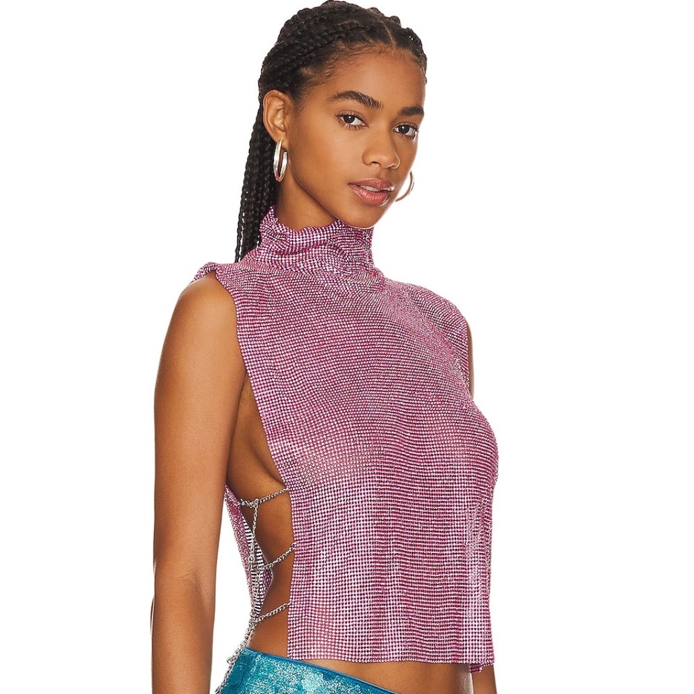 Rhinestone Mesh Cowl Neck Top  8 Other Reasons NWT pink